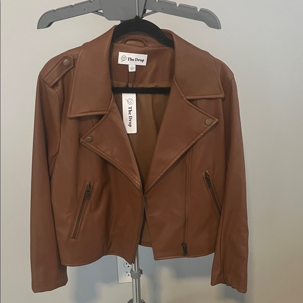 The Drop Women's Tan Leather Jacket